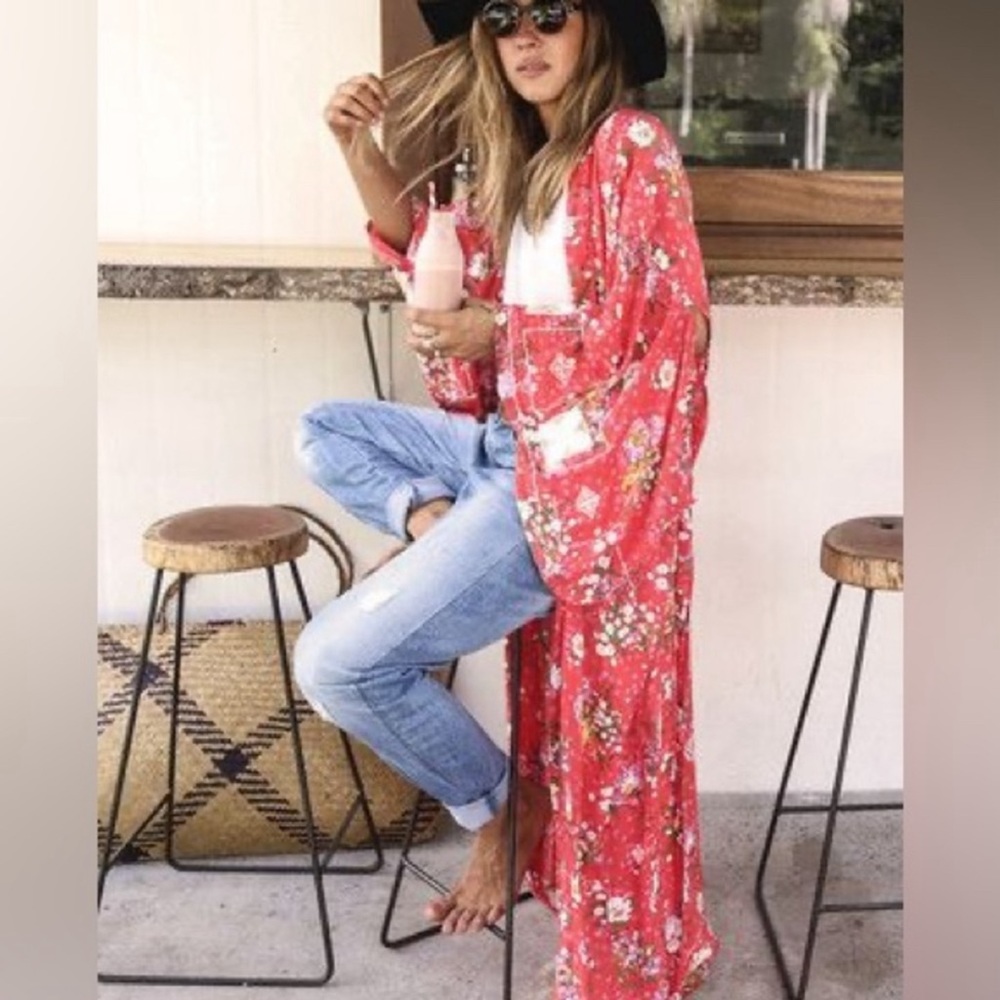 Spell Red Sundancer Kimono Robe OS